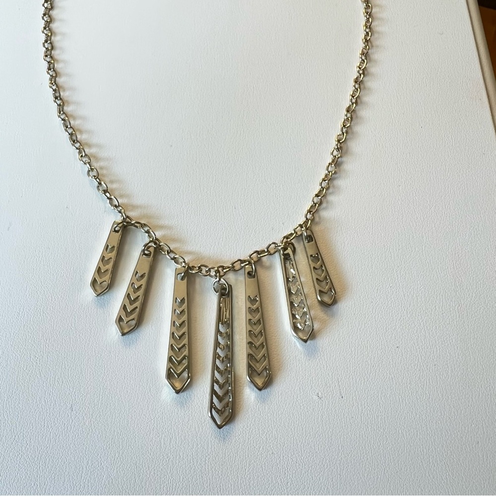 Gold Tone Bar Charm Necklace